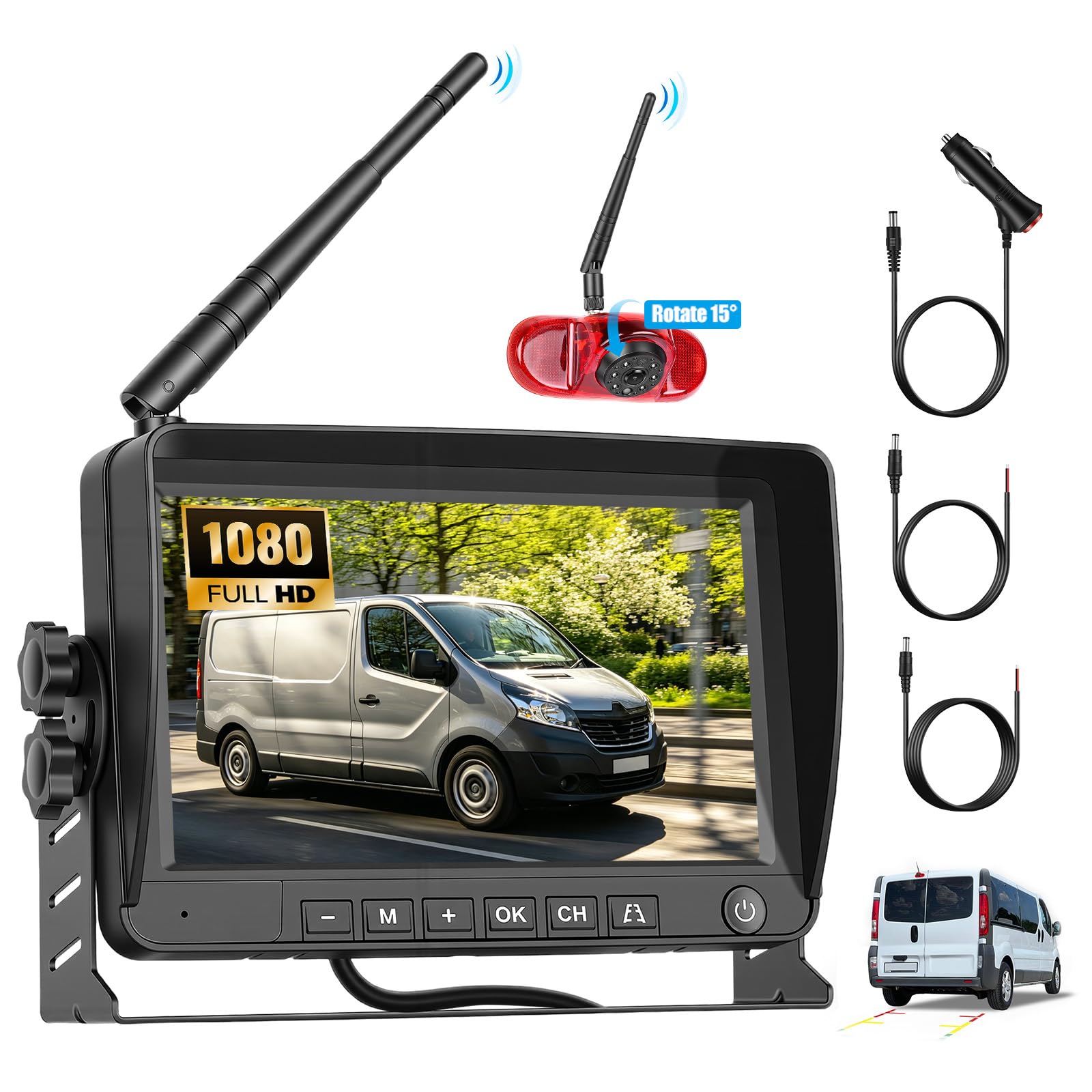 CAMECHO Visión Nocturna Camera de recul sans Fil pour Renault Trafic 2001-2014/Opel Combo 2001-2011/Opel Vivaro 2001-2014 avec 7" HD IPS Écran Moniteur, Camera Voiture aevc IP68 DVR BSD 140°