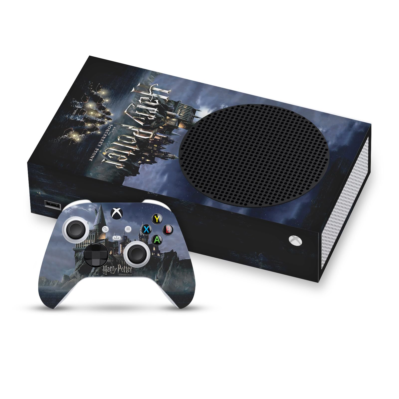 Head Case Designs Licenza Ufficiale Harry Potter Castello Grafica Vinile Sticker Gaming Pelle Adesivo Compatibile con Xbox Series S Console And Controller Bundle