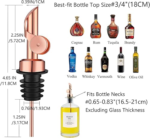Miniatura 9 de Paquete de 4 boquillas de licor con peso, boquilla dispensadora de aceite de oliva con tapa automática abatible, boquilla de vertido para botellas
