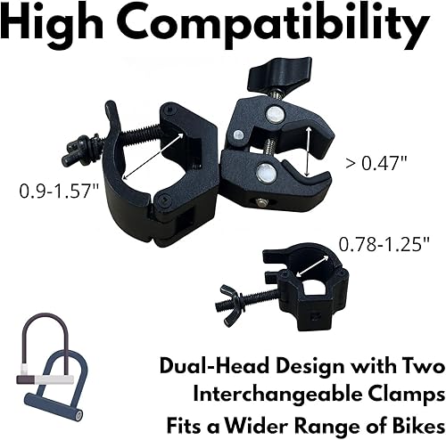 Miniatura 2 de Soporte de bloqueo en U para bicicleta de alta resistencia, soporte de doble abrazadera de metal para candado de bicicleta, se adapta a marcos de