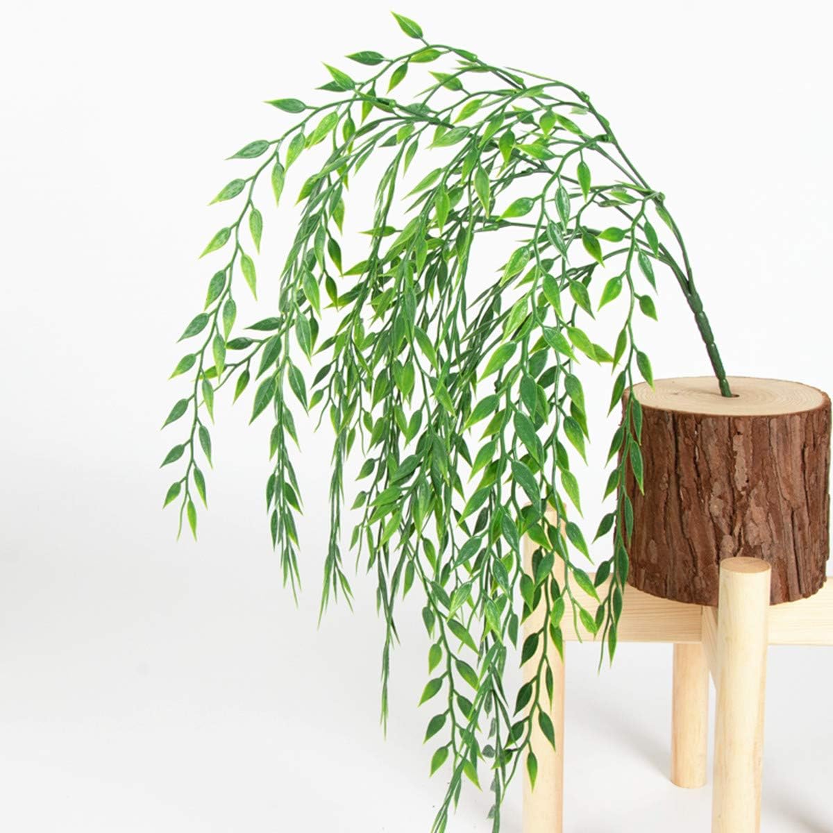 PASYOU Artificial Willow, Plastic Plants Greenery Leaves Fake Hanging Vine Faux Ivy for Home Indoor Outdoor Garden Door Wall DIY Basket Planter Filler Wedding Party Decoration UV Resistant - 4 Pack - Image 4