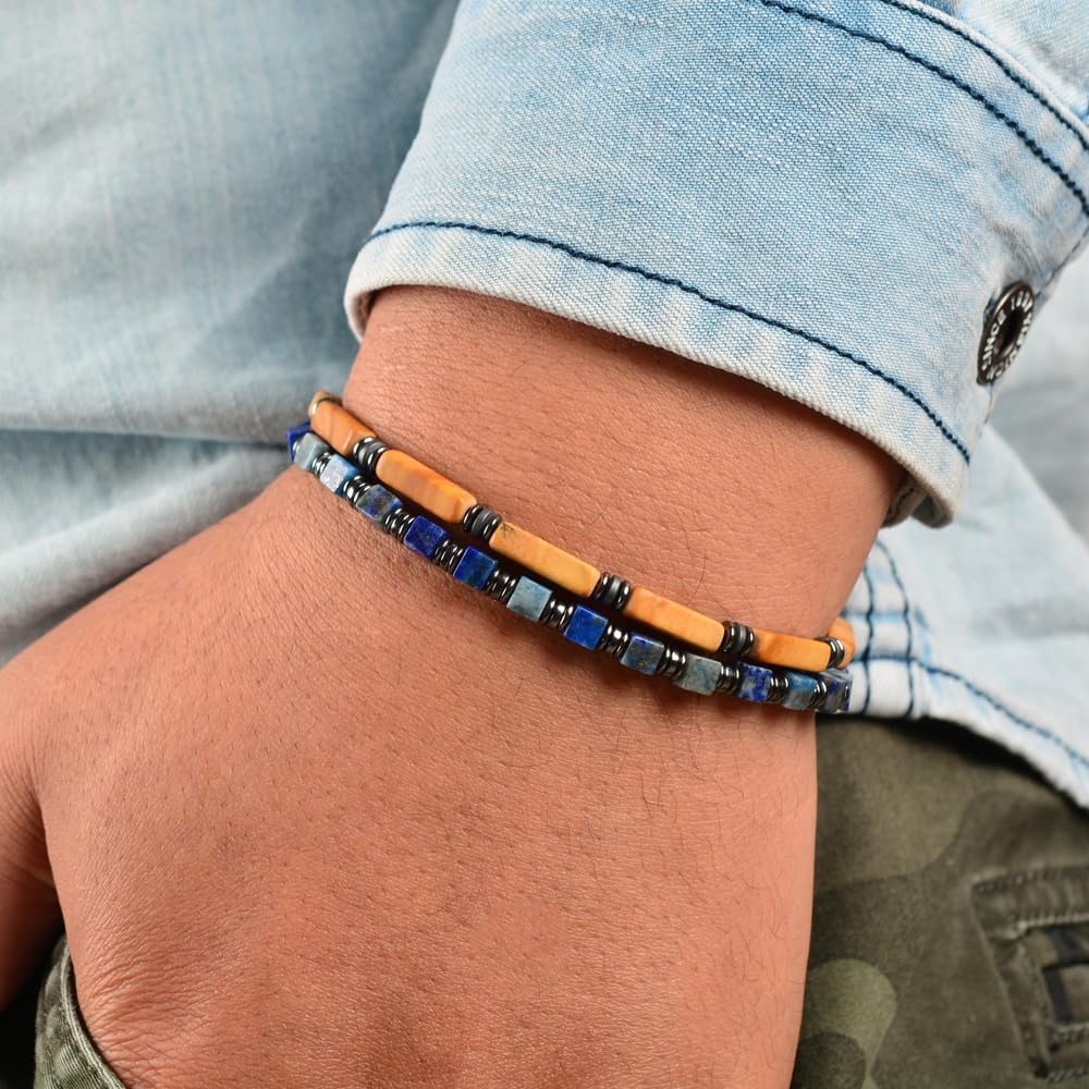 Handmade Mens Bracelets Exclusively Crafted with Natural Lapis Lazuli and Hematite the Premium Bracelets for Men as Exceptional Mens Jewelry for Unrivaled Energy and Style Appeal - Image 4