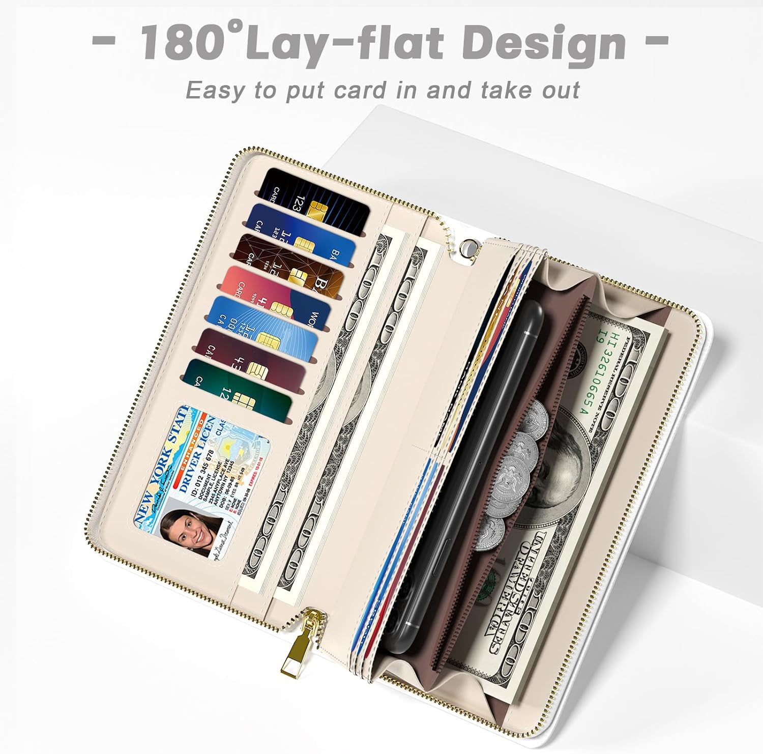 Womens Wallet, RFID Wristlet Wallets for Women, Ladies Clutch Purses, Large Travel Card Holder with Phone Holder | RFID, for Women, Large, Travel, Card Holder, with Phone Holder - Image 4