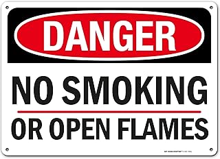 Danger No Smoking Sign Or Open Flame, 10†x 14†Industrial Grade Aluminum, Easy Mounting, Rust-Free/Fade Resistance, Indoor/Outdoor, USA Made by MY SIGN CENTER
