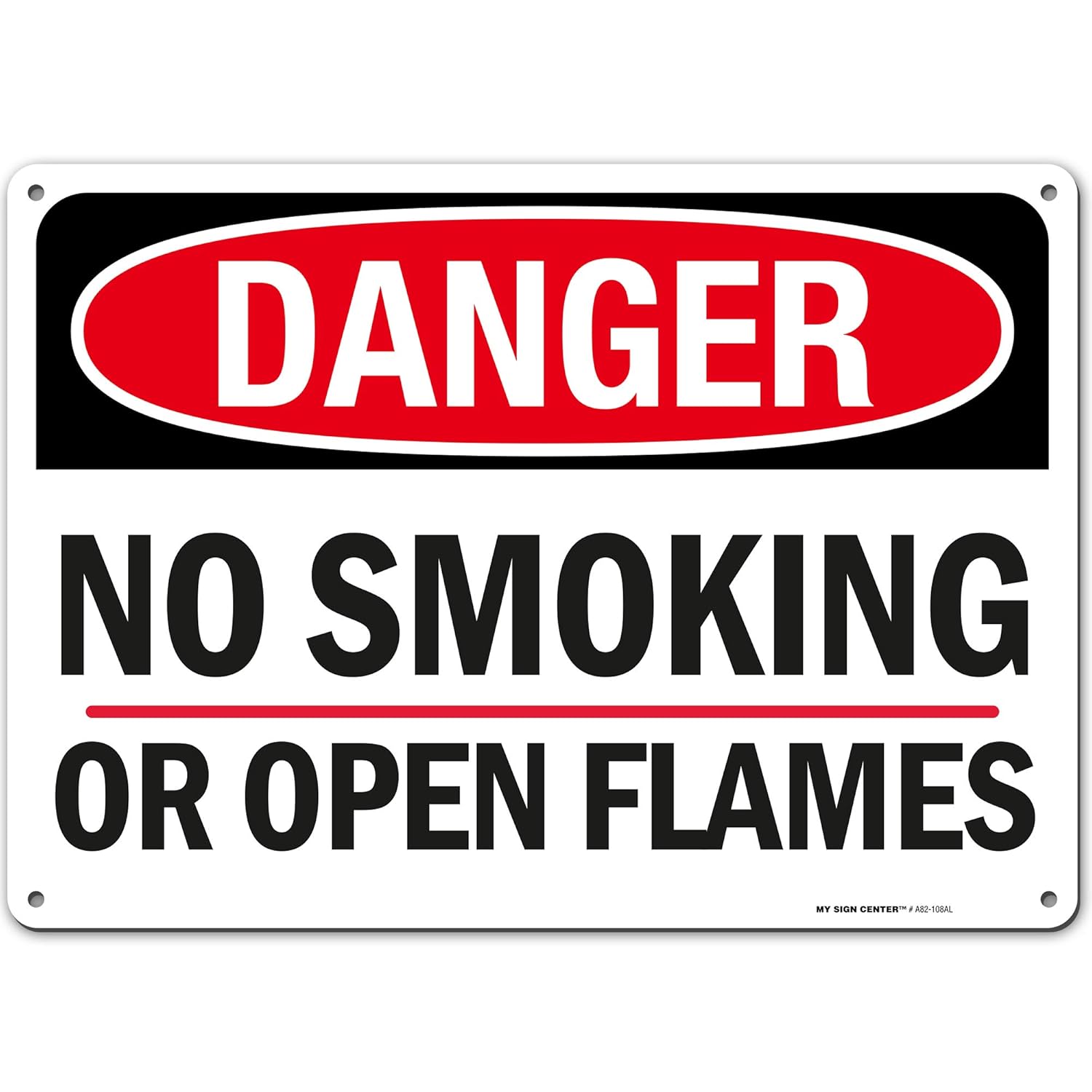 Danger No Smoking Sign Or Open Flame, 10” x 14” Industrial Grade Aluminum, Easy Mounting, Rust-Free/Fade Resistance, Indoor/Outdoor, USA Made by MY SIGN CENTER: Industrial & Scientific