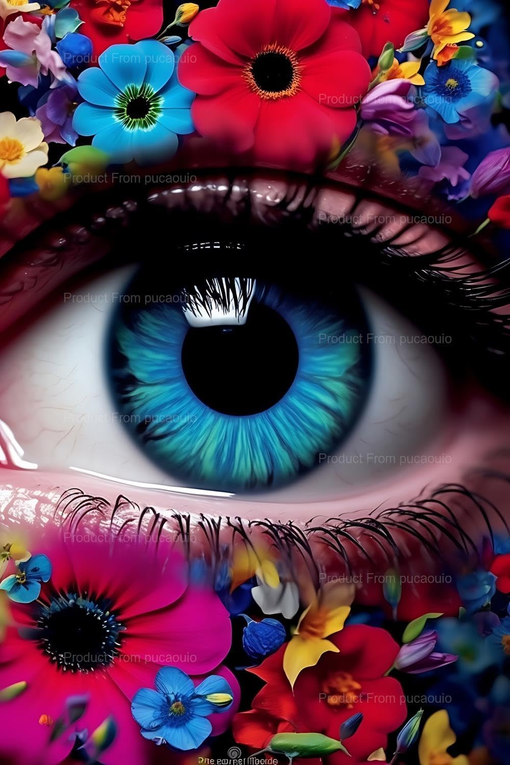 pucaouio 5D Fantasy Eyes Diamond Painting Kits for Adults Kids, Colorful Eye in Flower Diamond Art Kits for Gift Home Wall Decor 20x24 inch
