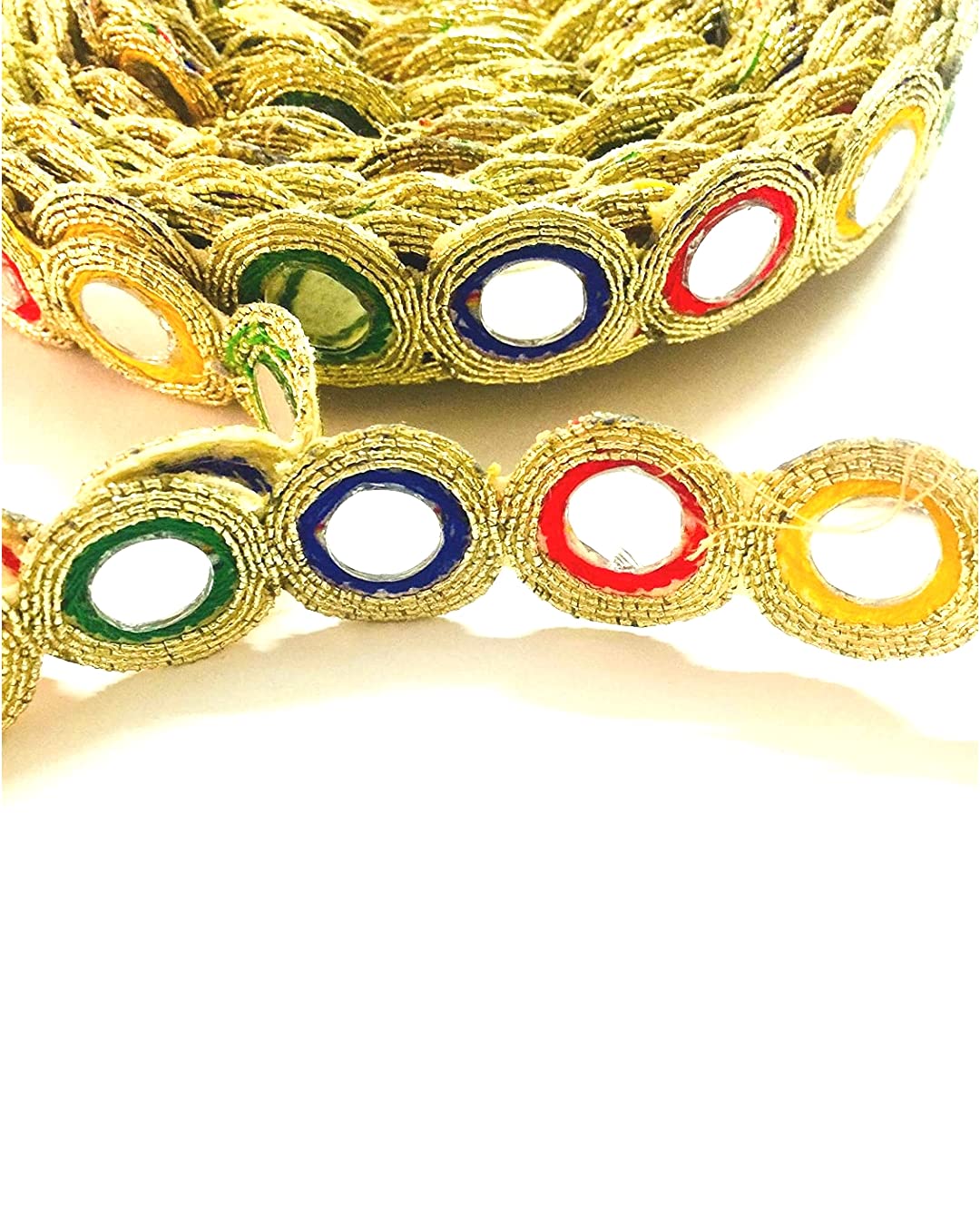 CRTRound Mirror Laces Border for Women's Dresses, Dupatta, Bridal Dresses, Saree, Lehengas, Palazzo, Anarkali Suits, Blouses, Craft and Home Decor (Multi-Colour, 4.25 mtr)