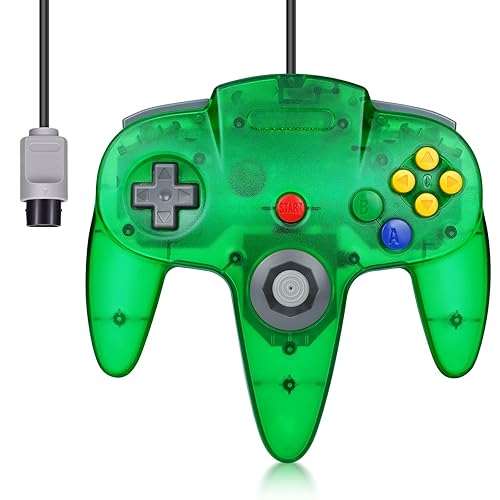Miniatura 6 de FISUPER Wired N64 Controller Classic Gamepad Joystick for N64 Console (Clear Black + Clear Green)