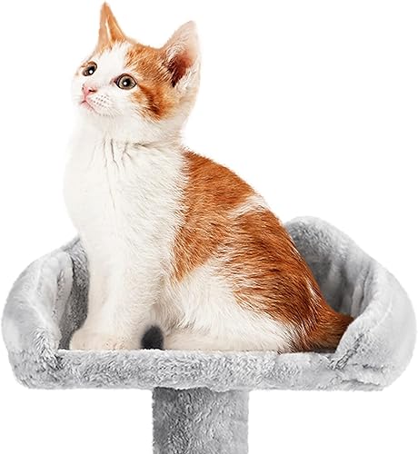 Miniatura 4 de Yaheetech Torre para gatos de 76.5 pulgadas con 3 condominios, 3 perchas acogedoras con bola colgante, postes rascadores, 2 canastas, centro de