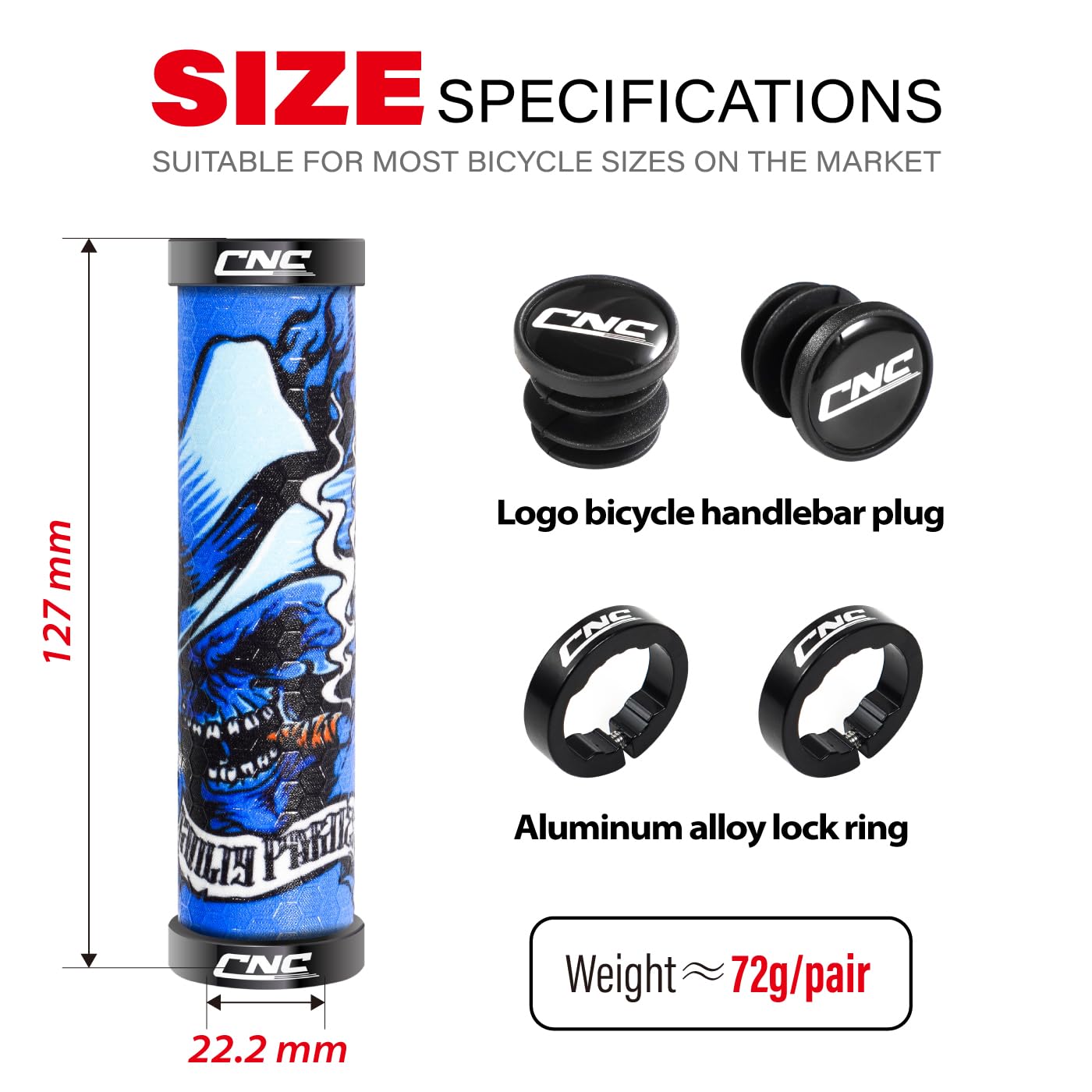 CNCLOL Mountain Bike Grips,MTB Handlebar Grips In Silicone,Bike Handle grips For BMX/Bicycle/Child/Childrens/Kids Cycle Bike grips - Image 2