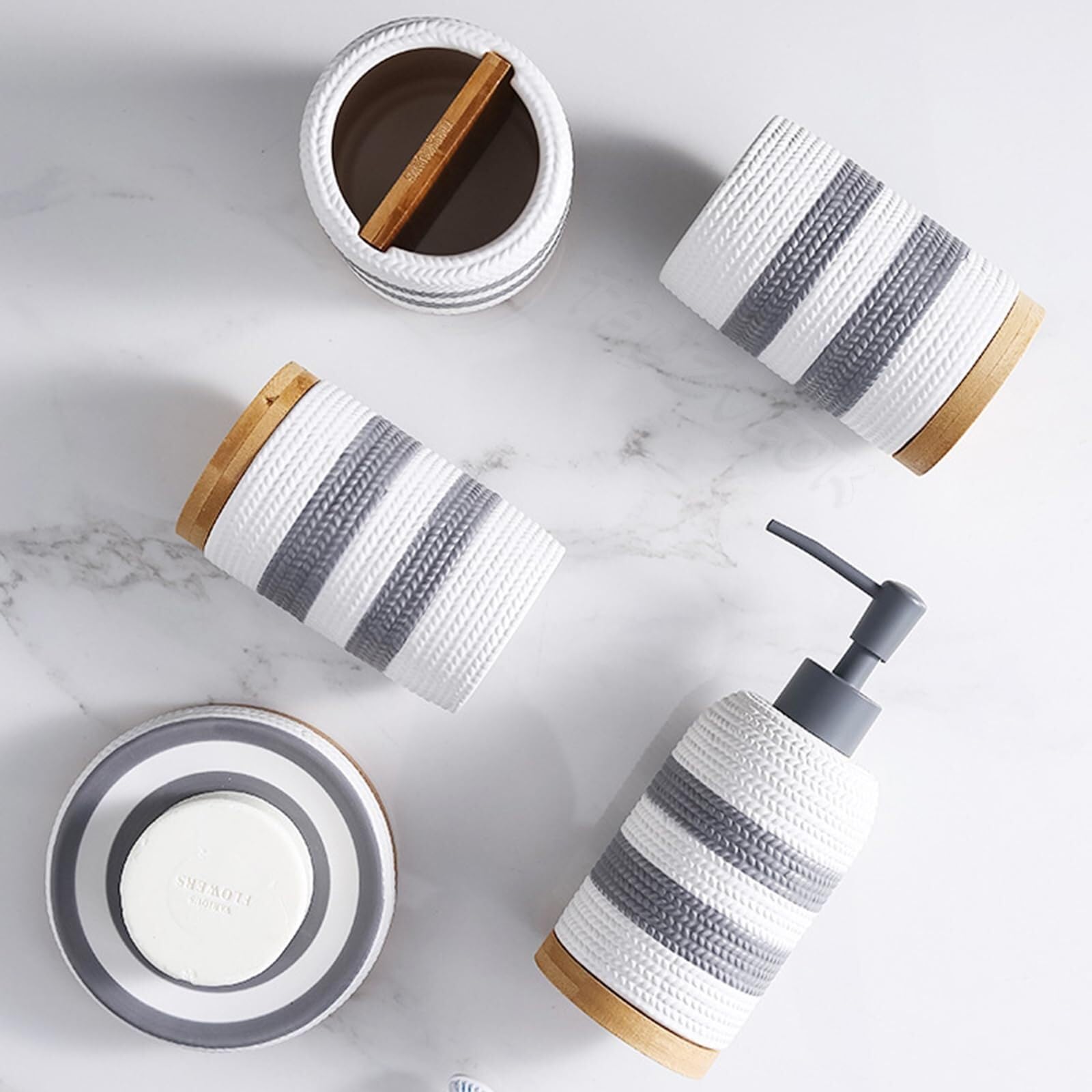 Set di accessori per il bagno Accessorio for tazza portaspazzolino da bagno, 5 pezzi, portaoggetti Arredamento per gli affittuari