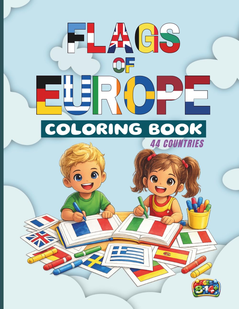 Flags of Europe Coloring Book: Activity Book with All European Flags and Color Instructions | Geography Coloring Book for Kids and Teens | Large Format Flag Outlines