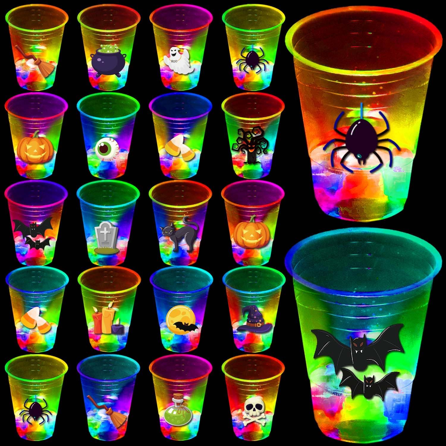 mishunyus 40 Pack Glow Halloween Cups & 24 Pack Ghost Cups