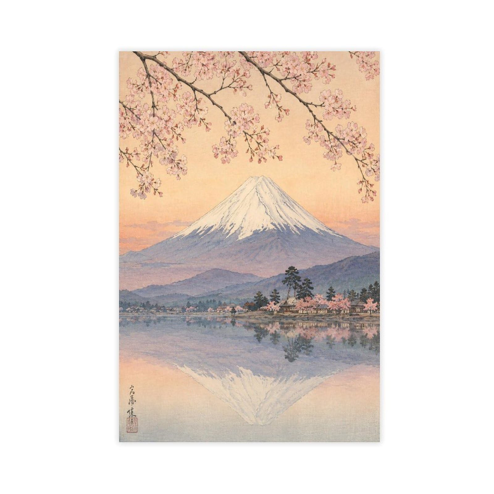 H3b8u2y5 Unframe-Style-24 Mount Fuji Cherry Blossom Canvas Wall Art, Japanese Art Dorm Room