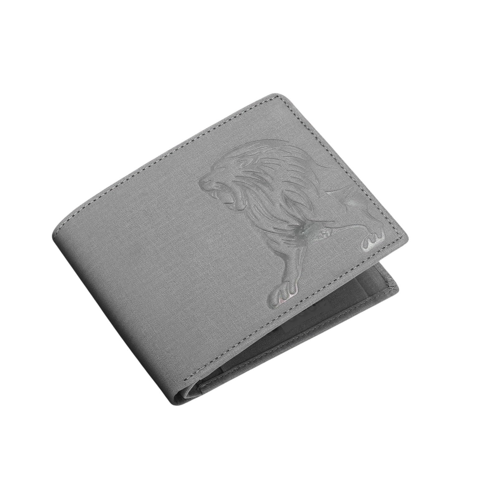 Lion Printed Wallet for Men Two Fold (Grey)-image-29