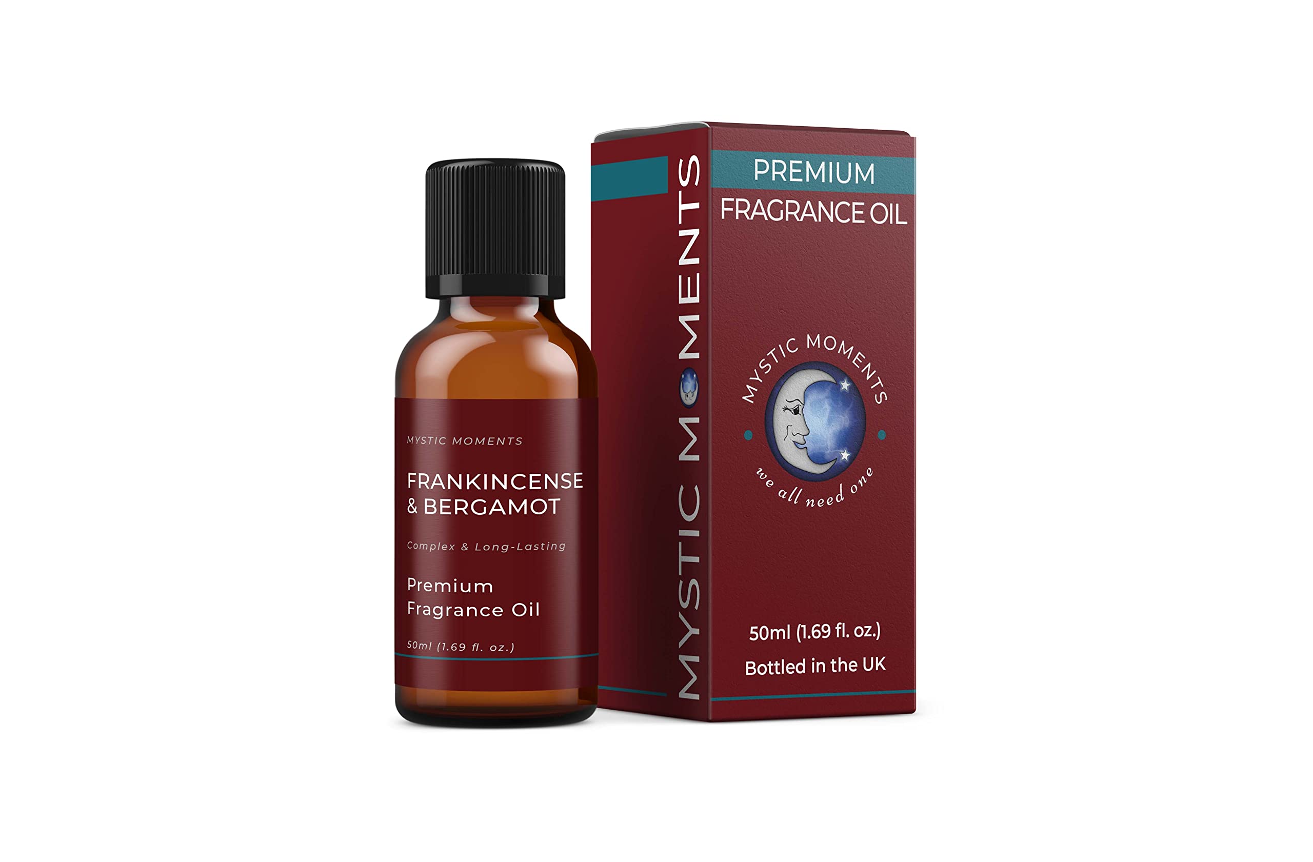 Mystic Moments | Frankincense & Bergamot Fragrance Oil 50ml | Warm Citrus Resin Aroma | Calming, Uplifting Scent for Candles, Soap & Home Fragrance