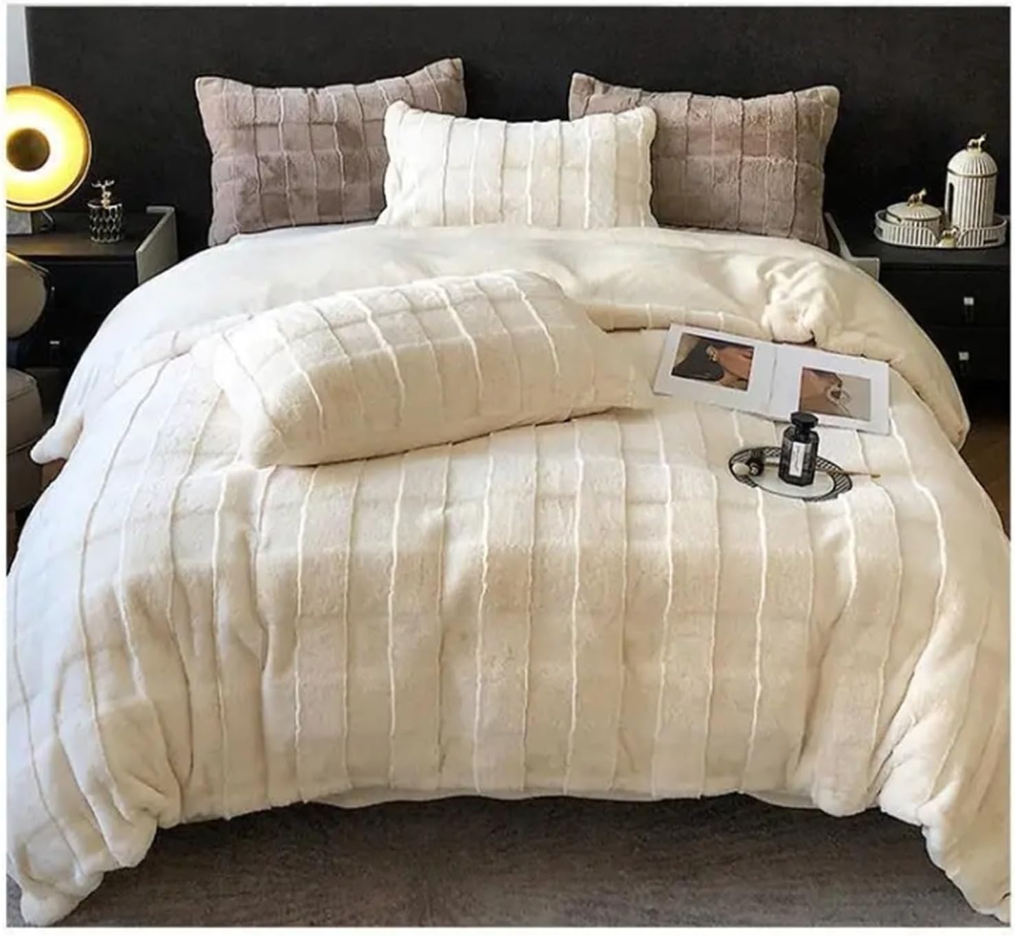 Bed, Winter 350g Thicken Warmth Lazy Rabbit Hair Milk Fleece 4Pcs Retro Old Advanced Bedclothes Bedclothes Coral Fleece Bedding Sets, Queen, MM-102