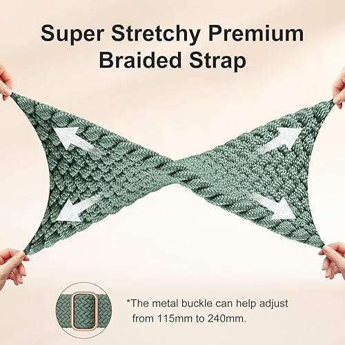 Vista 112 de Maledan Banda elástica trenzada compatible con Fitbit Sense/Versa 3/4 y Sense 2, correa elástica suave para reloj inteligente, accesorio