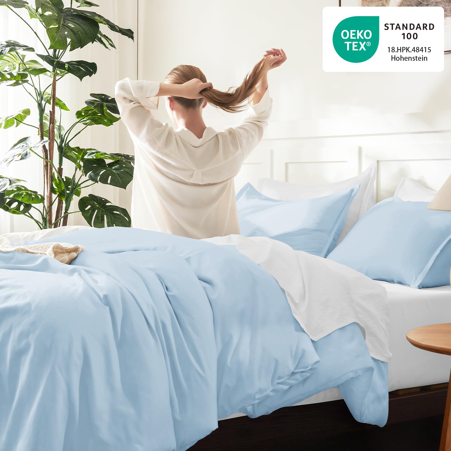 Litanika Jasnoniebieski zestaw pościeli typu Twin/Twin XL, 2 szt. lekki zestaw pościeli | Miękka, puszysta kołdra w akademiku alternatywnym całorocznym