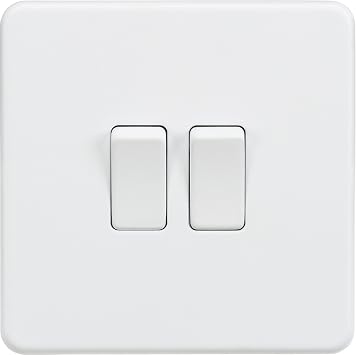 Knightsbridge SF3000MW Screwless 10A 2G 2 Way Switch-Matt White