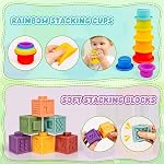 Montessori Jouets pour bébés pour les âges 6–18 mois avec la forme sensorielle Sorter Matching Jeu de jeu Bague de fixation Soft Building Blocs Jouets d'apprentissage pour le développement pour les tout-petits 1+ Année