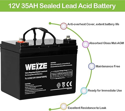 Miniatura 6 de WEIZE Batería de ciclo profundo de 12V 35AH para scooter Pride Mobility Jazzy Select silla de ruedas eléctrica, juego de 2