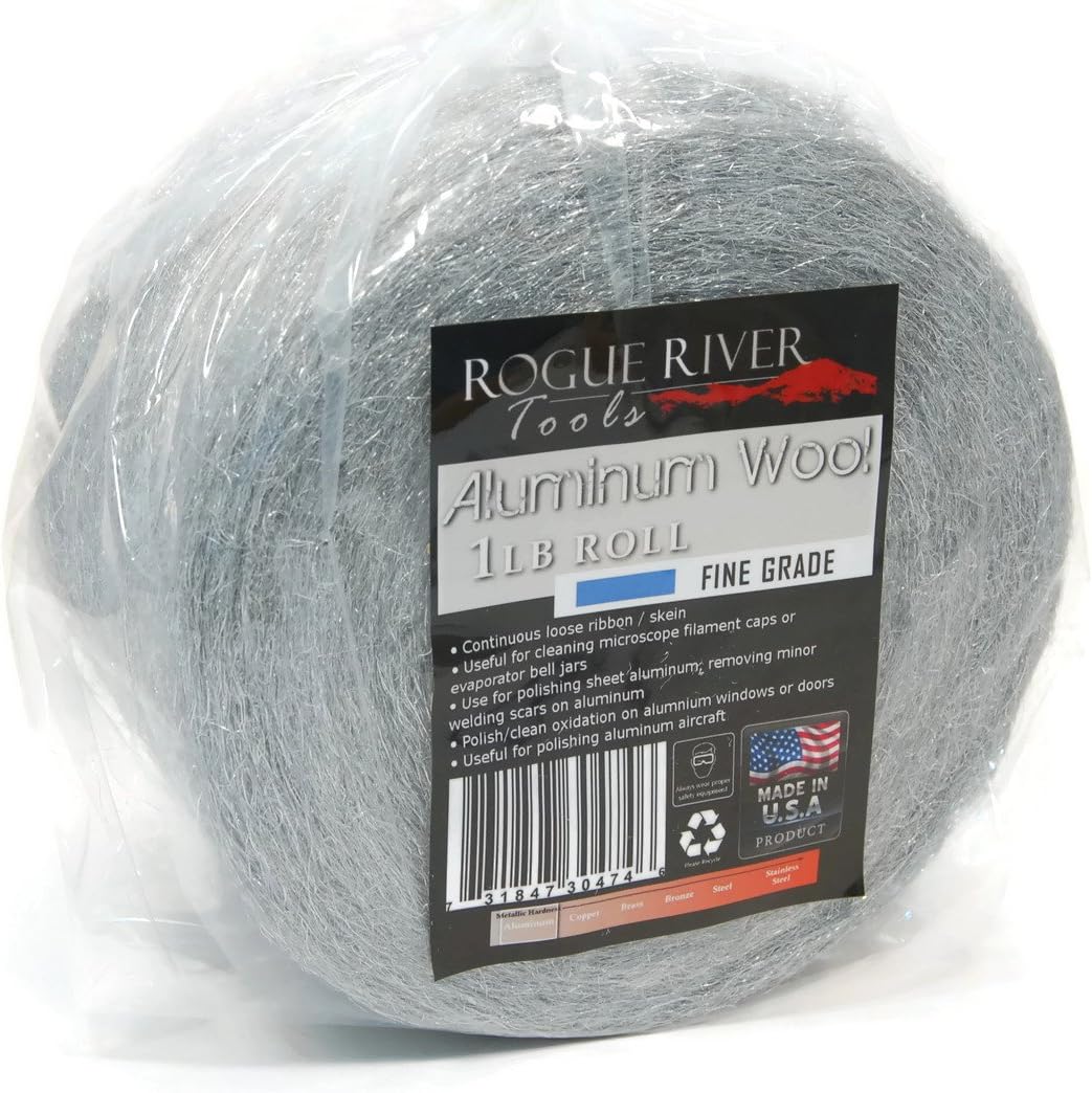 Aluminum Wool (FINE Grade) - 1lb Roll - by Rogue River Tools. Soft clean and polish! Pure Aluminum