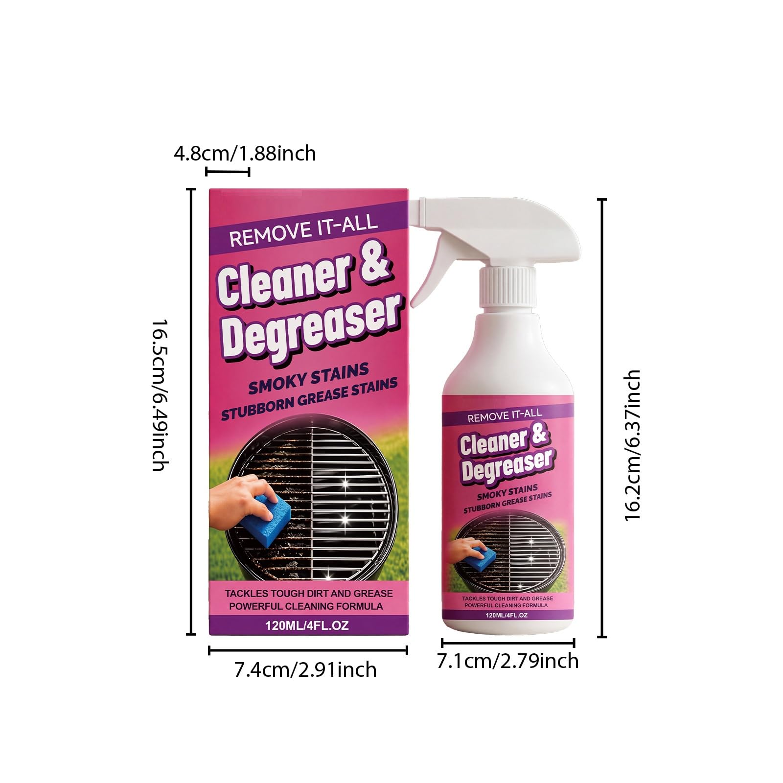 Spray detergente per griglia e griglia, ad azione rapida, sgrassatore spray multiuso, per forno, stufa, friggitrice ad aria esterna, 120 ml (5 pezzi)