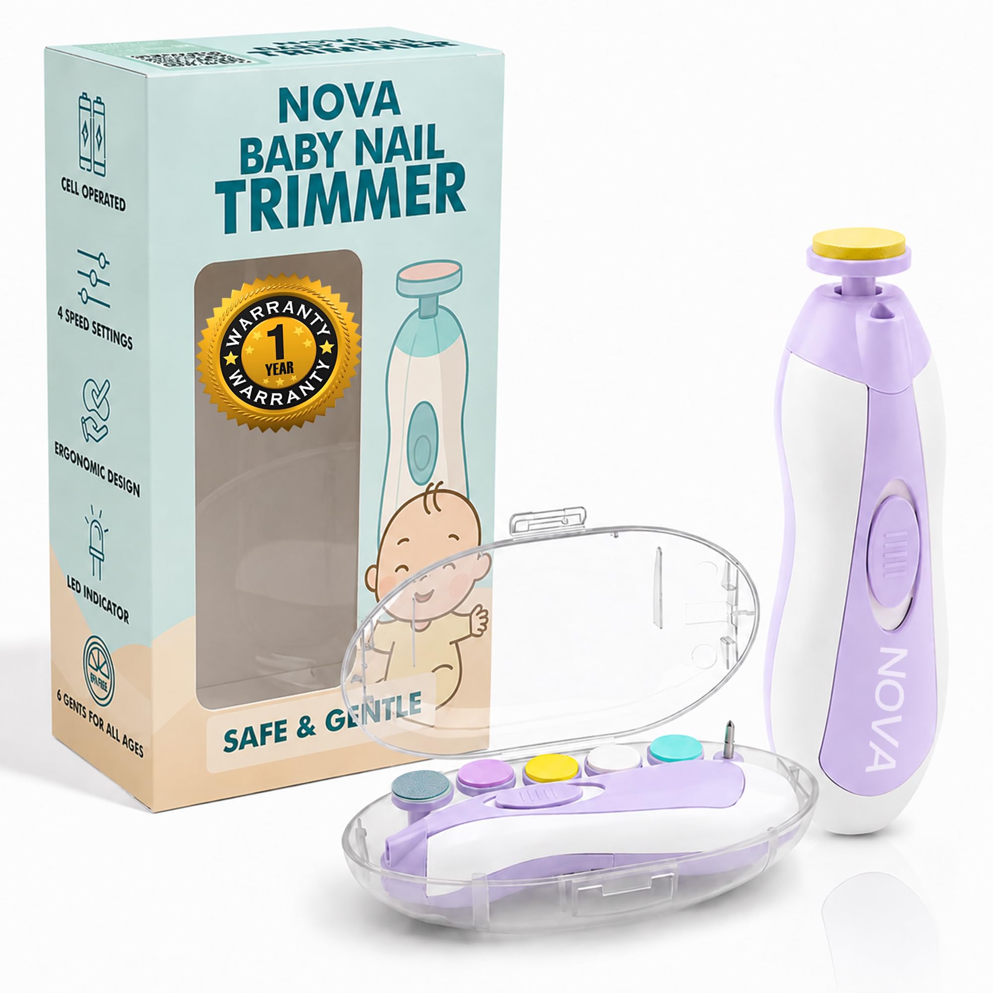 Baby Nail Trimmer | New Born Essentials | Baby Nail Cutter New Born 0-6 Months with Multiple Filer Heads Adjustment | Pack of 1| 1 Year Warranty-image-27