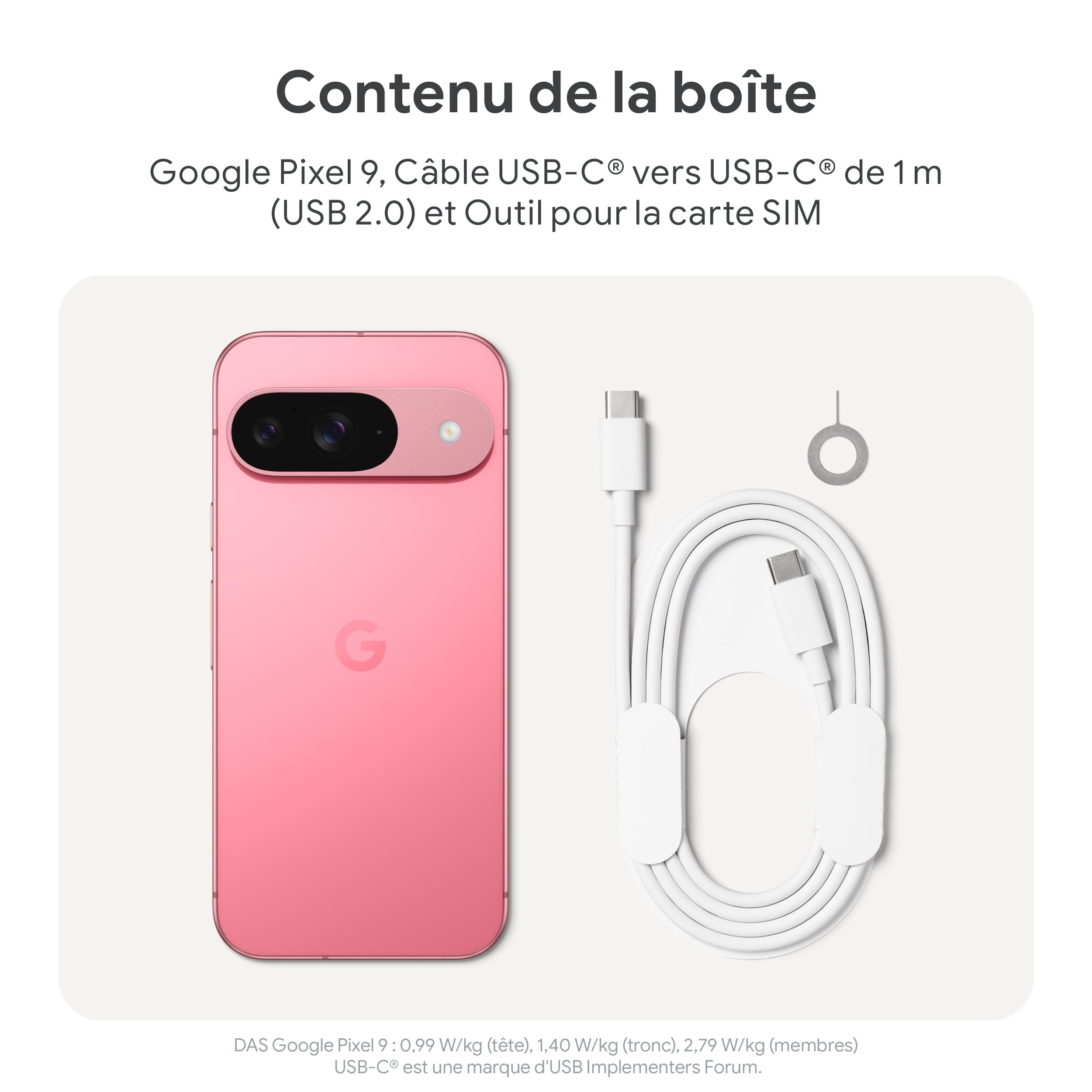 Google Pixel 9 – Smartphone Android débloqué avec Gemini, Appareil Photo avancé, 24 Heures d'autonomie et écran Actua 6,3 Pouces – Rose Pivoine, 128GB