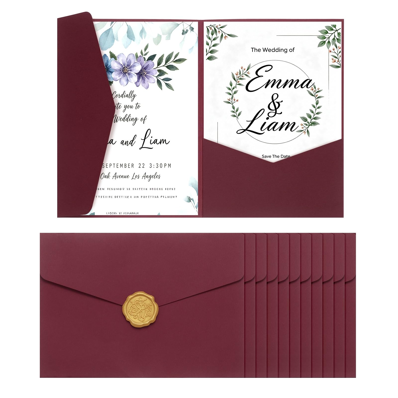 Sobres de bolsillo 5x7 rojo QUARKZMAN triples con lacre para evitar invitaciones dañadas 8