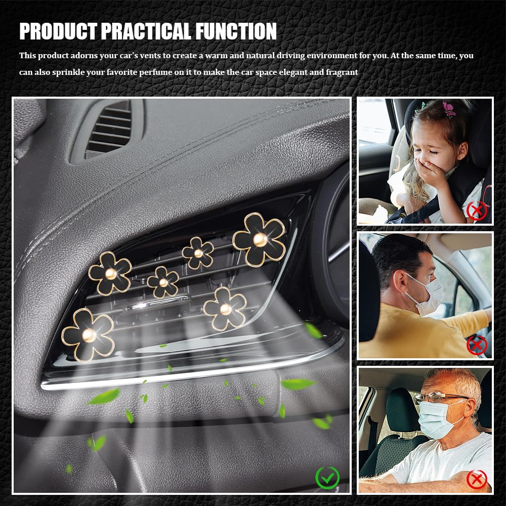 8 clip per bocchetta dell'aria a forma di margherita, clip per deodorante per auto, clip per presa d'aria condizionata dell'auto, accessori decorativi per auto, per donne e ragazze