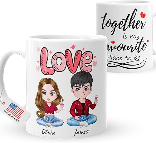 Miniatura 12 de Taza personalizada para pareja del día de San Valentín - Regalo para ella él - Diseño personalizado para novio, novia, marido, esposa con tema de
