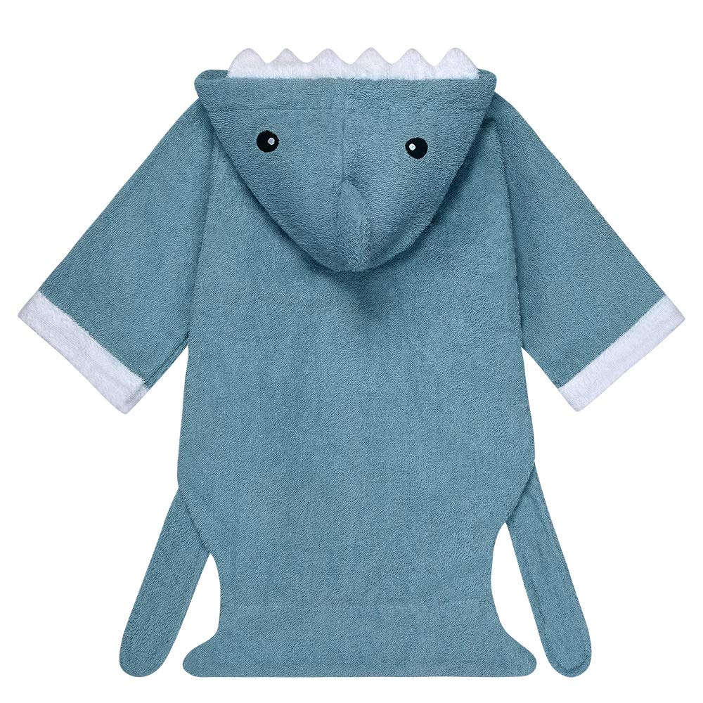URAQT Accappatoio per bebè con morbido animaletto per bambini, color grigio squalo, M