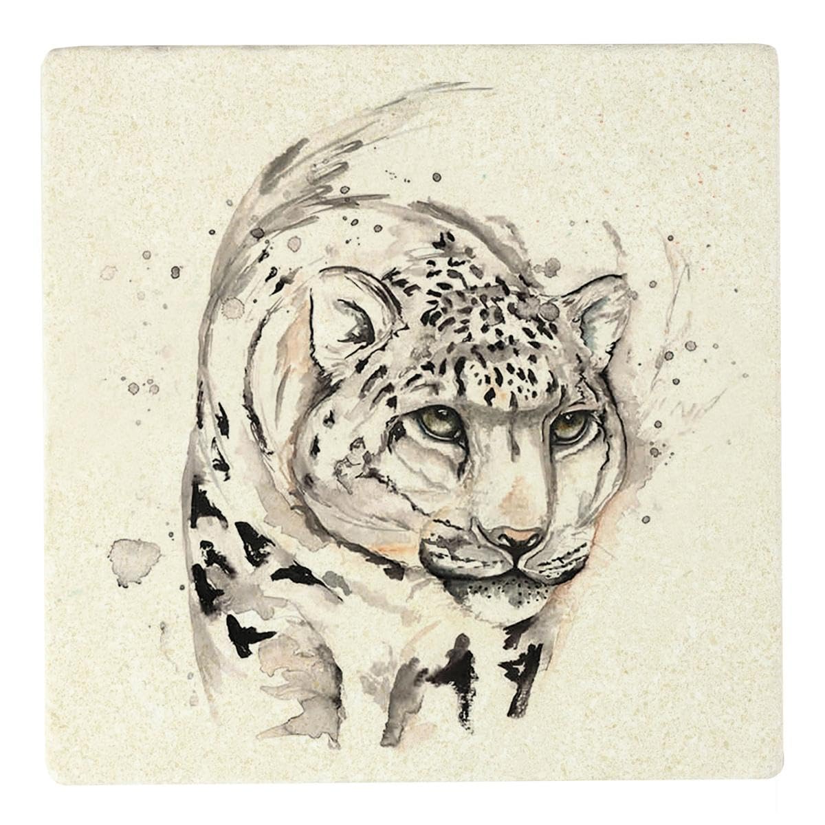Nauticalia Meg Hawkins Snow Leopard Stone Coaster