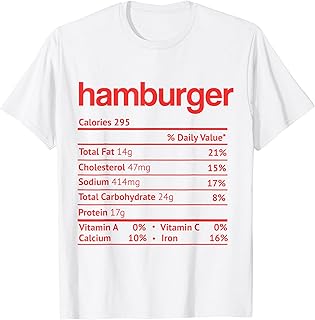 Hamburger Nutrition Fact Funny Thanksgiving Christmas T-Shirt