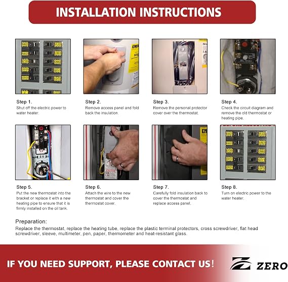 Upgraded Zero EWH-05 Electric Water Heater Repair Kit with Quick Change Tool - UL Certified | Fits A O Simith Ken-more Whhirl-pool | Includes Upper & Lower Thermostats,Heating Elements,Wrench Socket