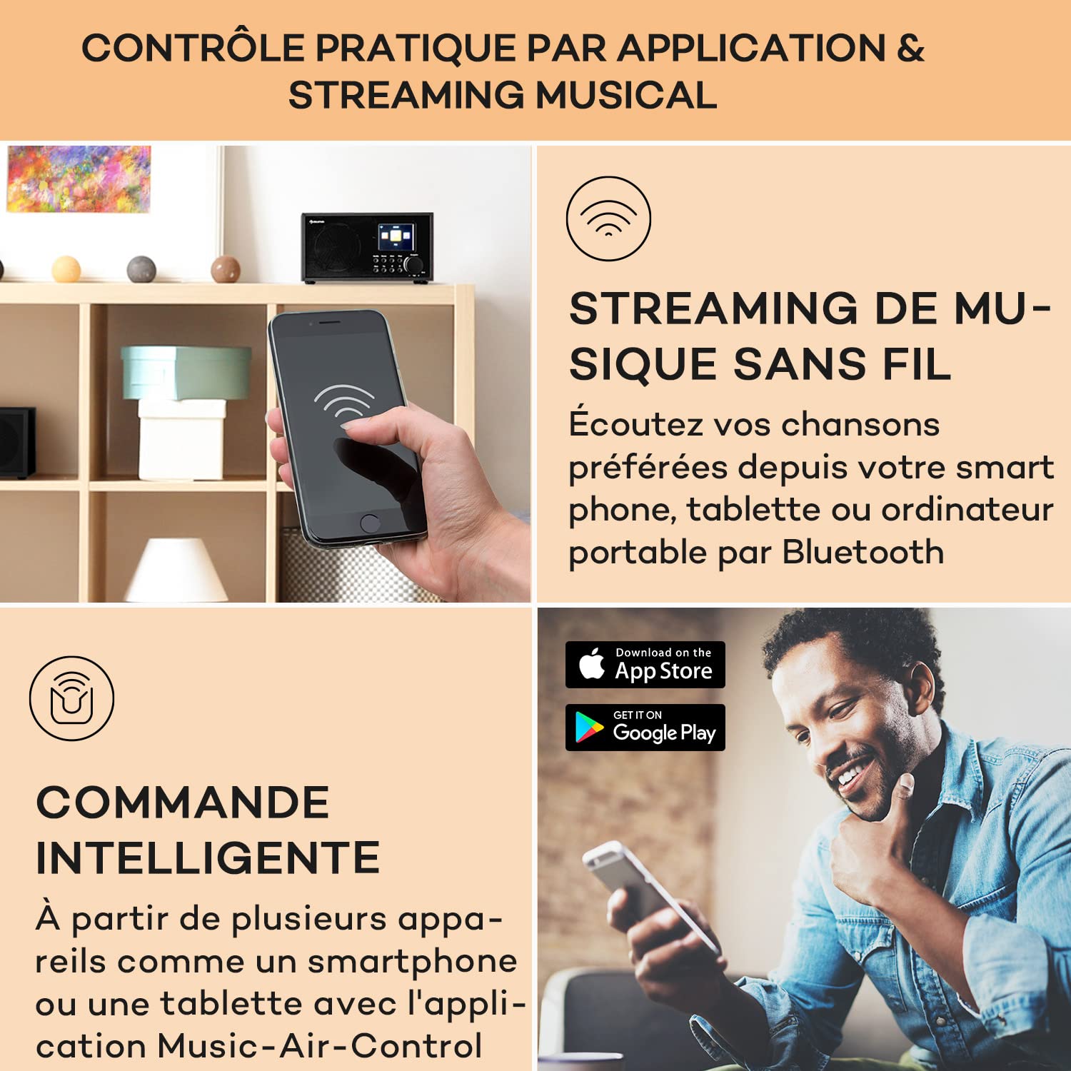 Auna Radio Portable Bluetooth et Rechargeable, Poste Radio Numérique Dab/Dab+/FM/Streaming, Mini Portables Stéréo, Écran HCC, 5h d'Autonomie, FM, Alarme de Réveil, Alimentée au Secteur