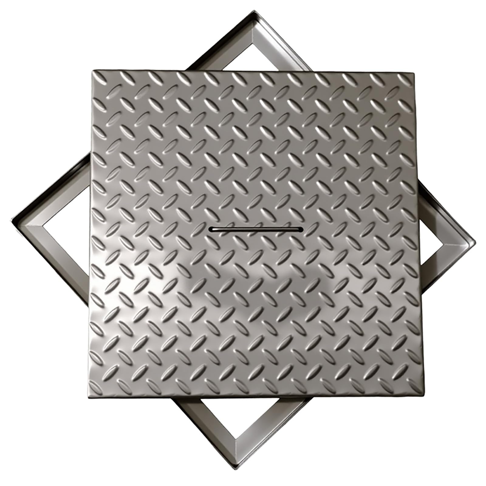 Tapa y marco de acero inoxidable para tanque séptico de 30 cm con diseño cuadrado antideslizante