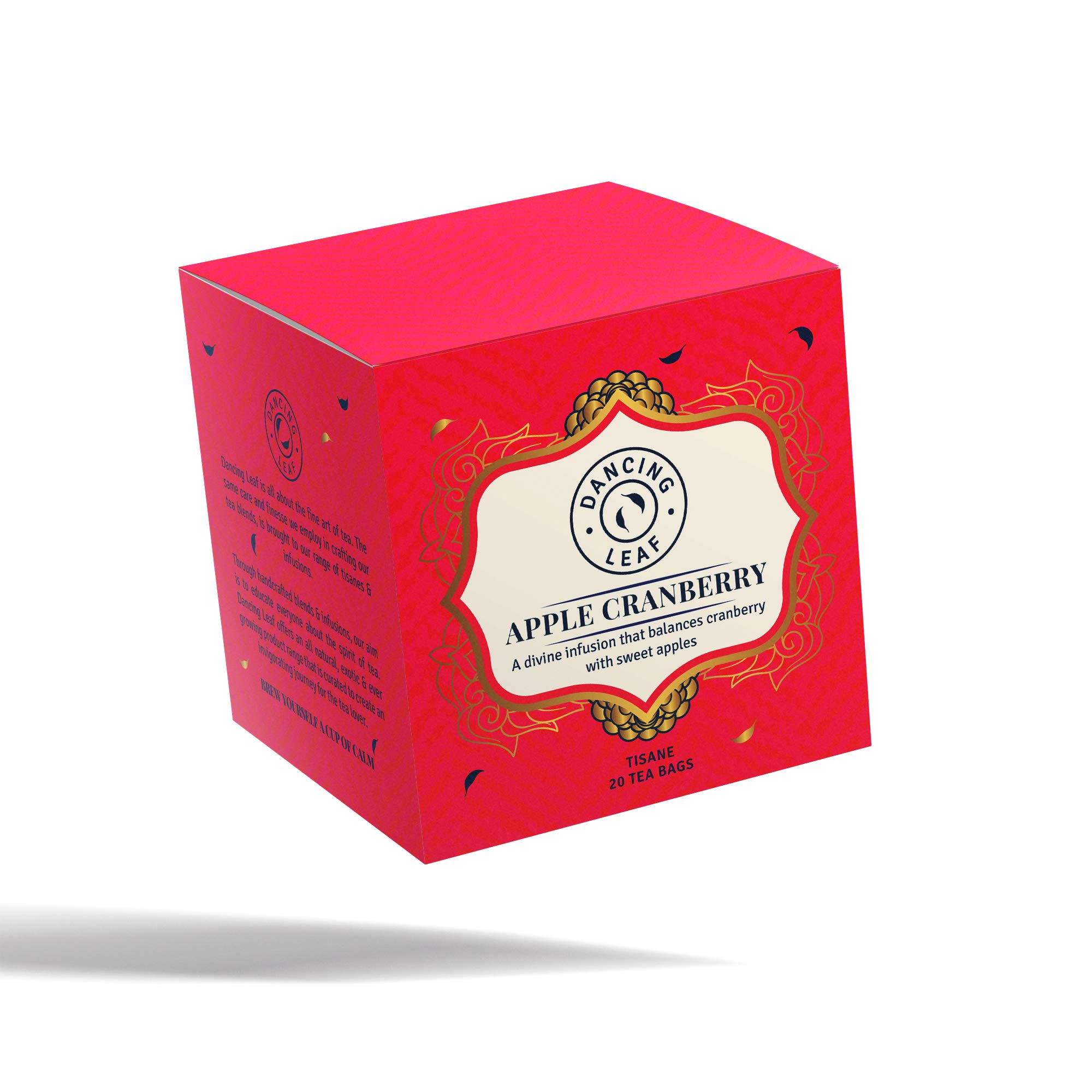 Dancing Leaf Apple Cranberry Tea | Apple Bits & Cranberry | Tisane |Tea Bag (20 Tea Bags)