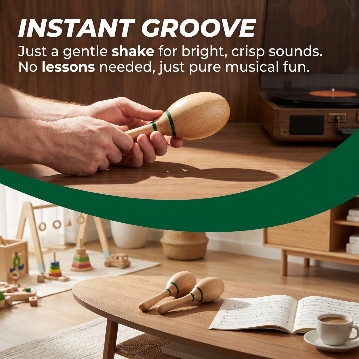 Musfunny Maracas Shakers Instruments de musique : Maracas en bois avec poignée – Shaker à percussion, cadeau d'anniversaire, ktv fête, danse, spectacles en direct