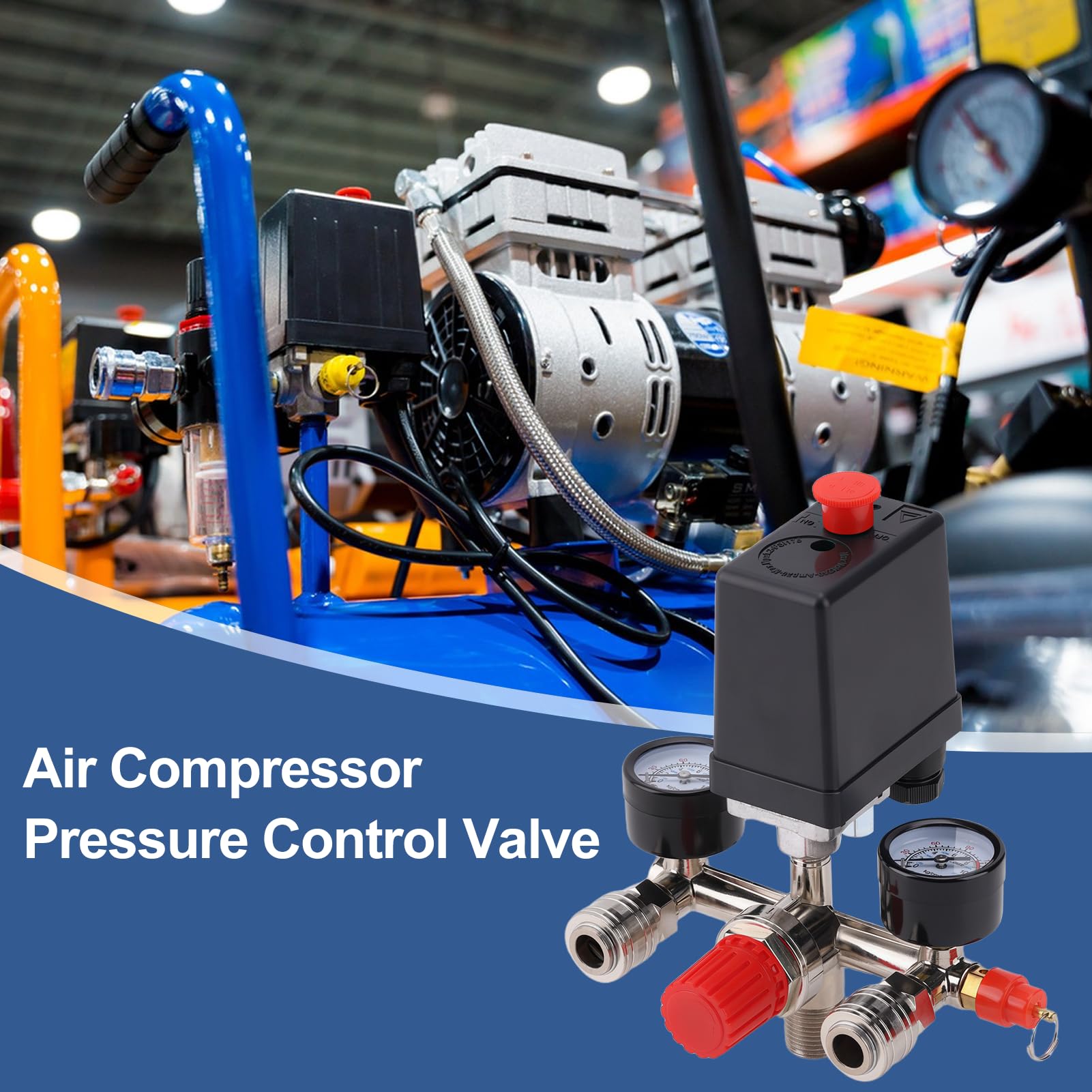Presostato Compresor Aire,240V Interruptor Presión Válvula 90-120PSI 1/2''