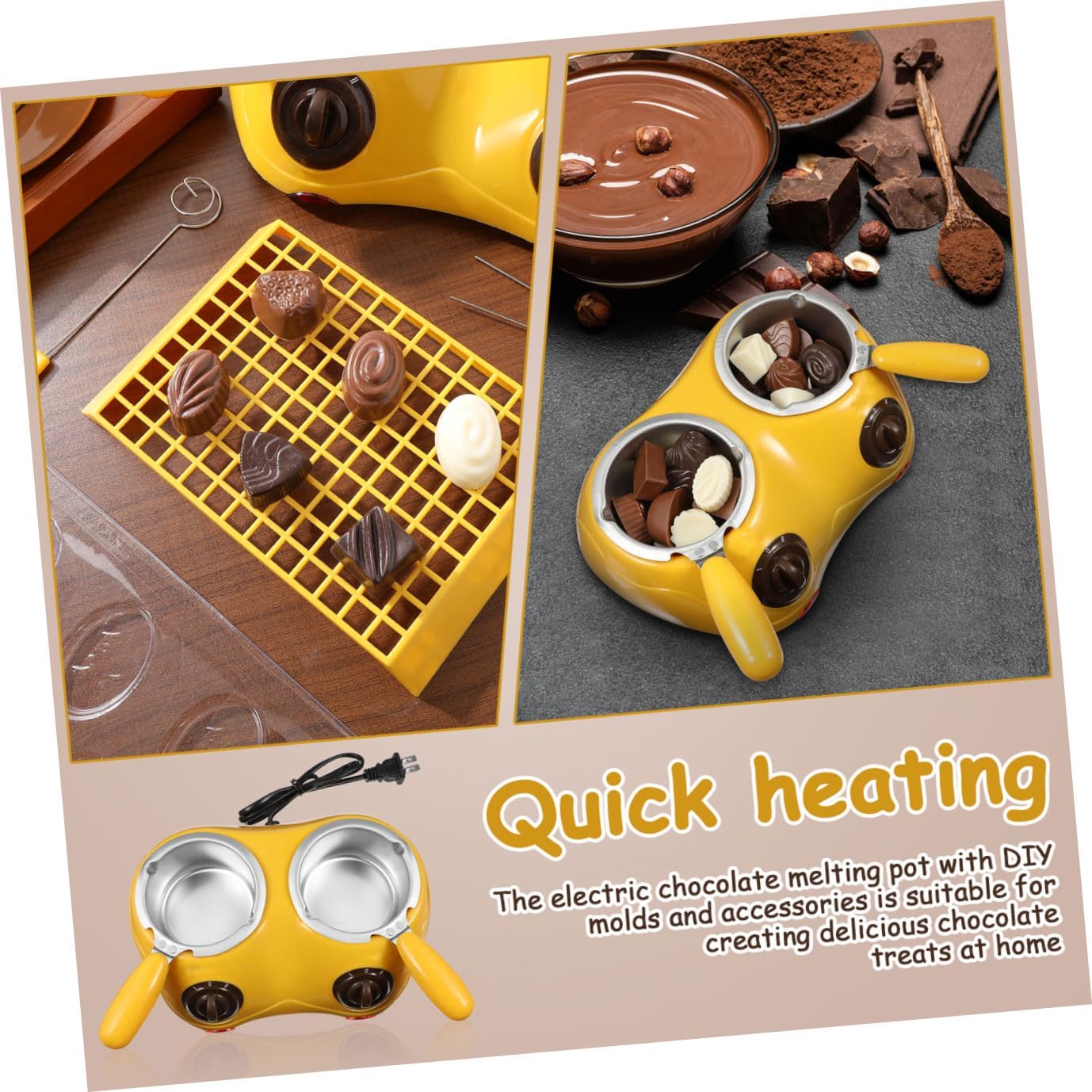 GLEAVI 110v Electric Melting Pot Double Boiler Warmer for Molding Candy Making Machine Diy Molds Accessories Safe Fast Heating Us Plug