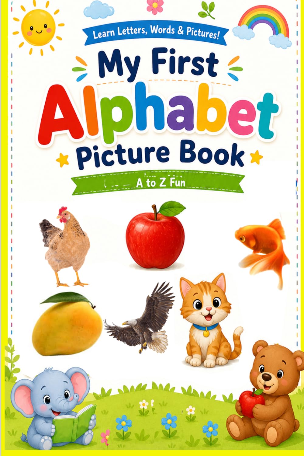 My First Alphabet Picture Book: A to Z Learning with Animals, Fruits, Birds & Fun Words for Toddlers