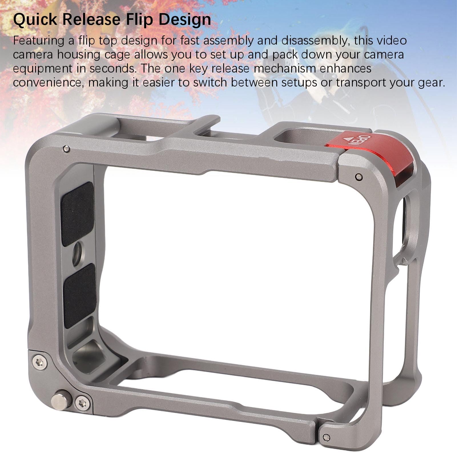 Generic Cage de Protection de Caméra Cadre Léger en Alliage D'aluminium Haute dureté pour Pro 2, Cage de Boîtier Vidéo Extérieur pour la stabilité et la Personnalisation