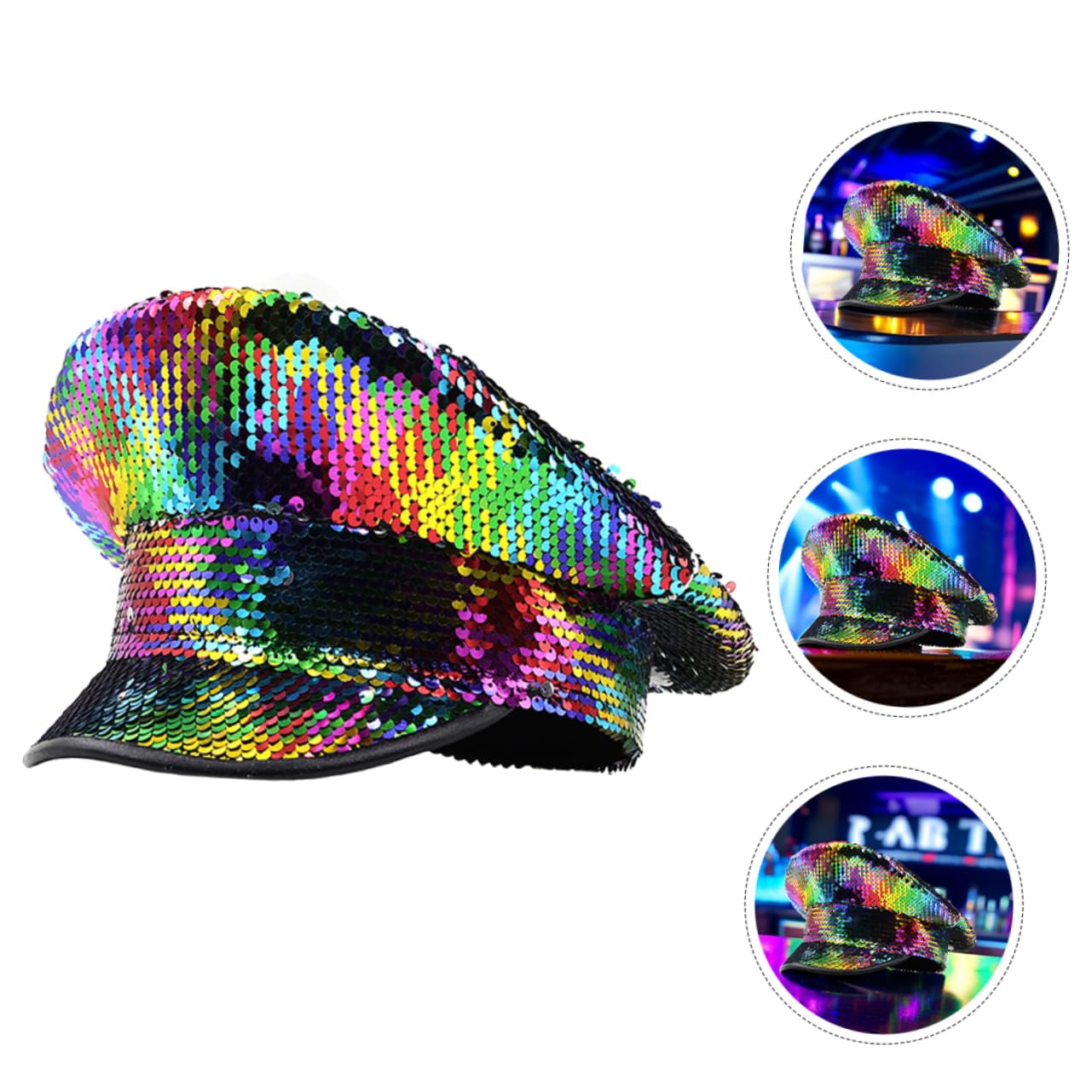 BESPORTBLE Cappello Scuro con Paillettes Cappelli per Le Donne Cappelli con Abbigliamento da Festa Rock per Yacht Cappello da Birra da Sposa Caps Colorful Plastica