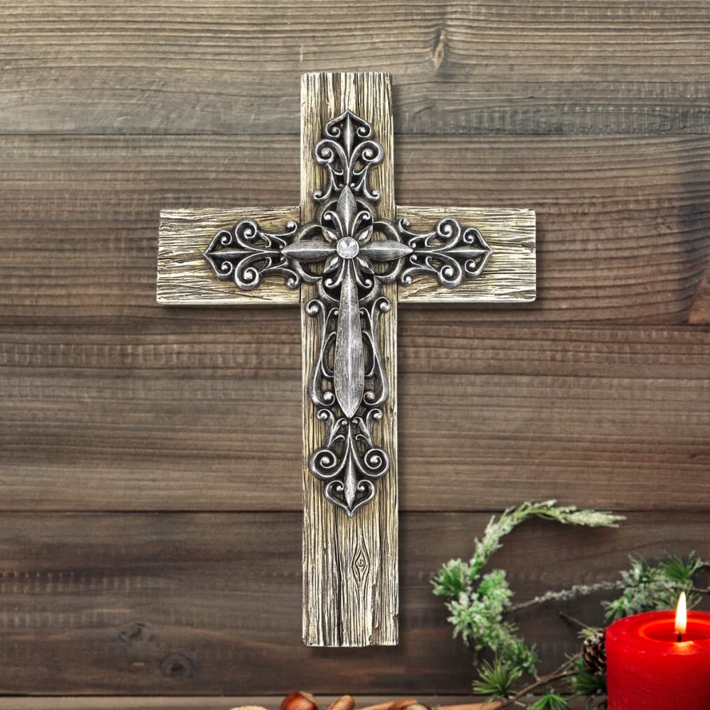 Christmas Nativity Wall Decoration Handmade White Wood Cross Wall
