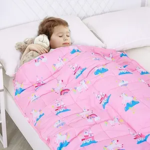 Kivik Weighted Blanket 3lbs, Unicorn Heavy Blanket Throw, Small Weighted Cooling Blankets 3 Pounds, Cute Blanket for All-Season, 36x48 Inches, Pink