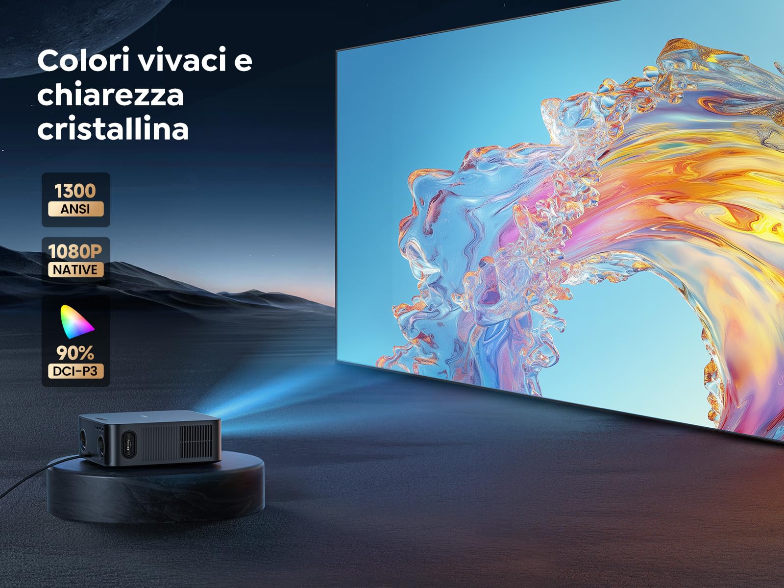 Proiettore 4k【Netflix Ufficiale/1200 ANSI/36W Dolby Audio】Wifi 6 e Bluetooth Bidirezionale proiettore,AI Autofocus/Evita Ostacoli Proiettere TV, videoproiettore Toptro X9 per PS5/Outdoor/Home Theater
