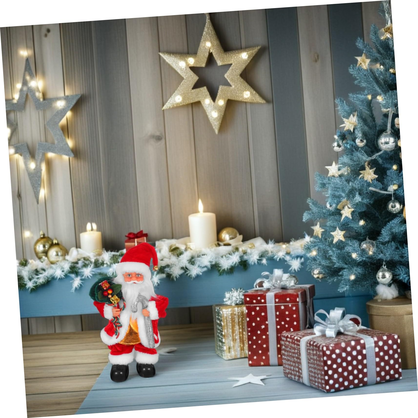 Hemobllo Juguete Eléctrico de Papá Noel Decorativo Juguete para Fiestas Navideñas con Música y Movimiento para Infantiles y Decoraciones Festivas